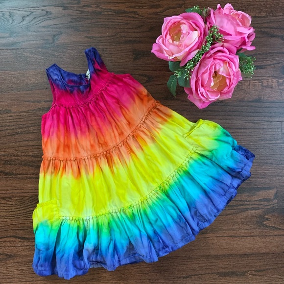 pandemonium Other - Rainbow hand dyed twirl dress, size 4